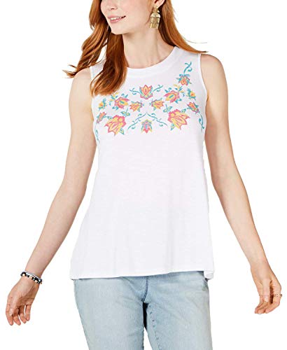 Style & Co Embroidered Keyhole Top