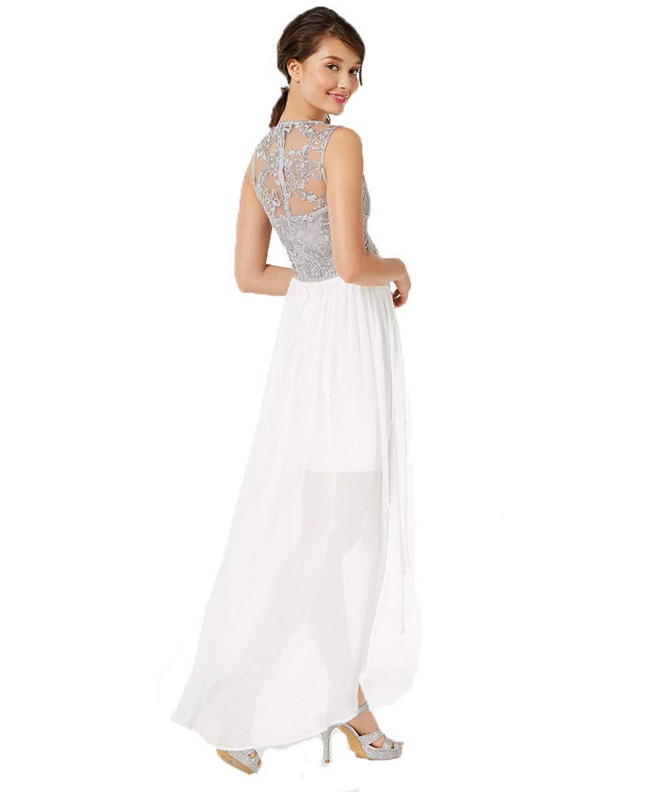 City Studios Juniors Embroidered Embellished High Low Dress