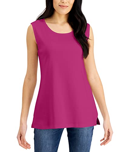 Karen Scott Womens Short Sleeve Cotton Tunic Tank Top