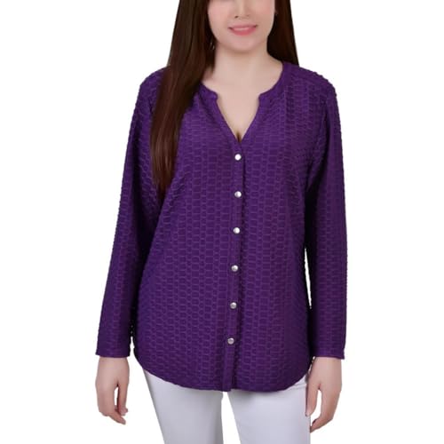 Petite Long Sleeve Honeycomb Tunic Top