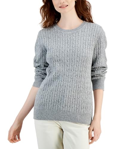 Karen Scott Womens Marl Crewneck Cable Sweater
