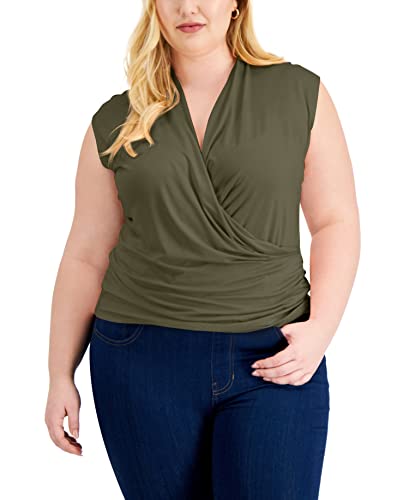 INC International Concepts Plus Size Sleeveless Surplice Top