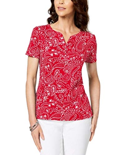 Karen Scott Printed Henley T-Shirt