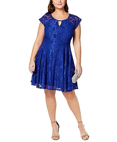 City Studios Trendy Plus Size Illusion Sleeve Lace Dress