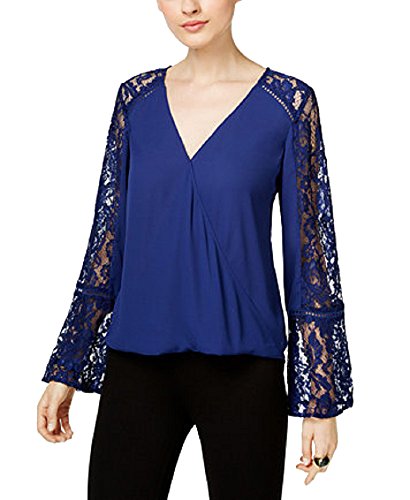 INC International Concepts Petite Lace Trim Surplice Top