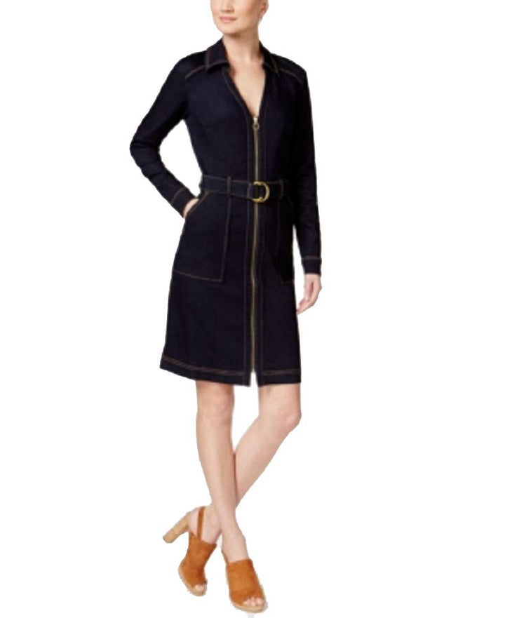 INC International Concepts Belted Denim Shirtdress