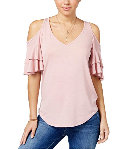 Almost Famous Juniors Ruffle Sleeve Cold Shoulder Top