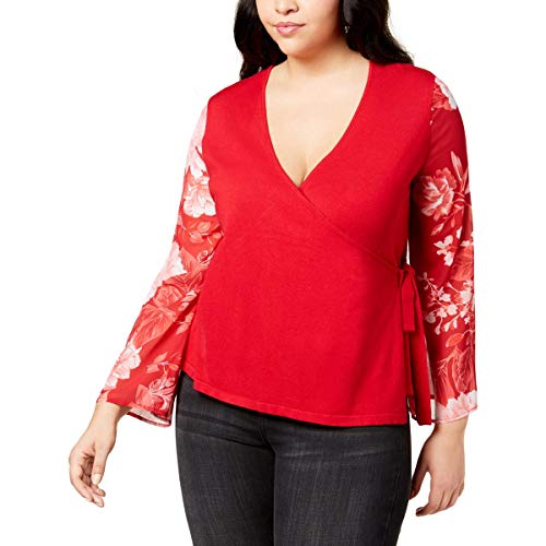 Plus Size Printed Sleeve Wrap Sweater