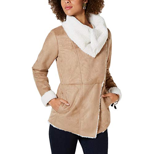 Style & Co Faux Suede Faux Fur Drape Coat