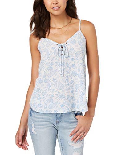 Juniors' Printed Lace-Up Tank Top