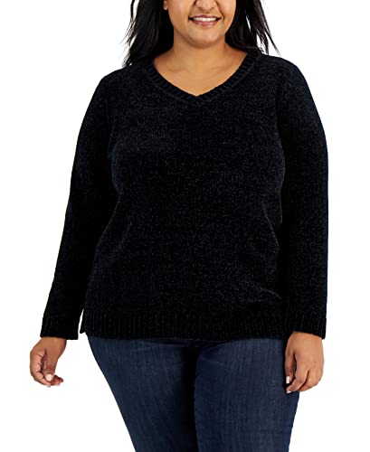 Karen Scott Plus Size Chenille V Neck Sweater