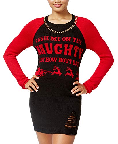 Ultra Flirt By Ikeddi Juniors Distressed Holiday Sweater Dress