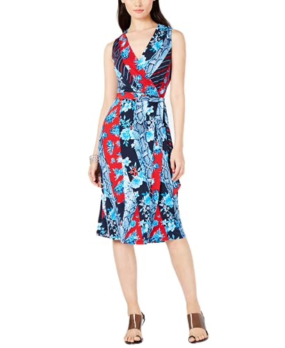 Petite Patchwork Wrap Midi Dress