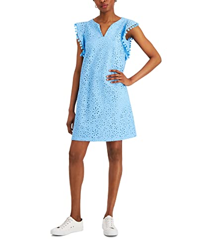 Charter Club Petite Lace Pom Pom Dress