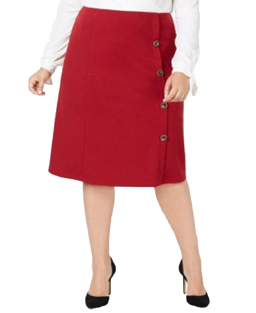 NY Collection Plus Size Petite Plus Button Side Skirt