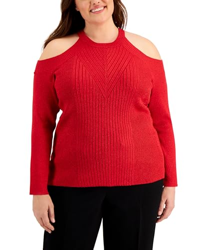 INC International Concepts Plus Size Shine Cold Shoulder Sweater