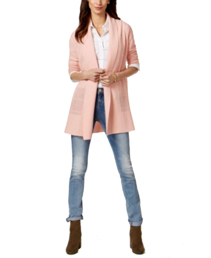 Charter Club Cashmere Textured Open Front Cardigan