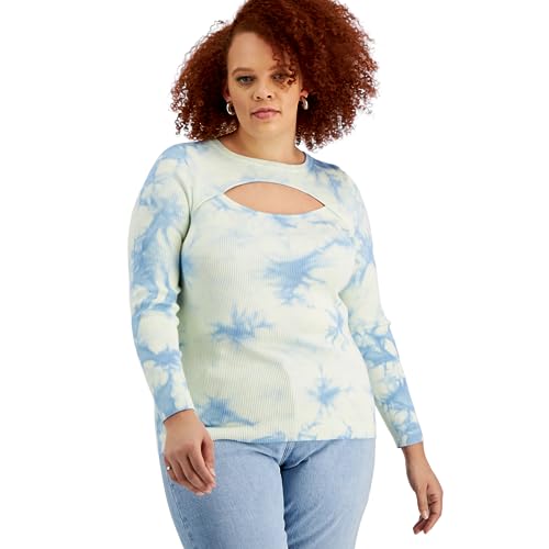 INC International Concepts Plus Size Tie Dye Cutout Sweater