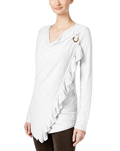 INC International Concepts Petite Ruffled Draped Sweater