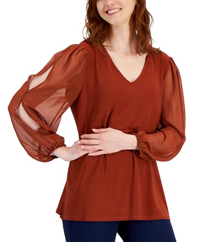 JM Collection Womens Split Sleeve Blouse
