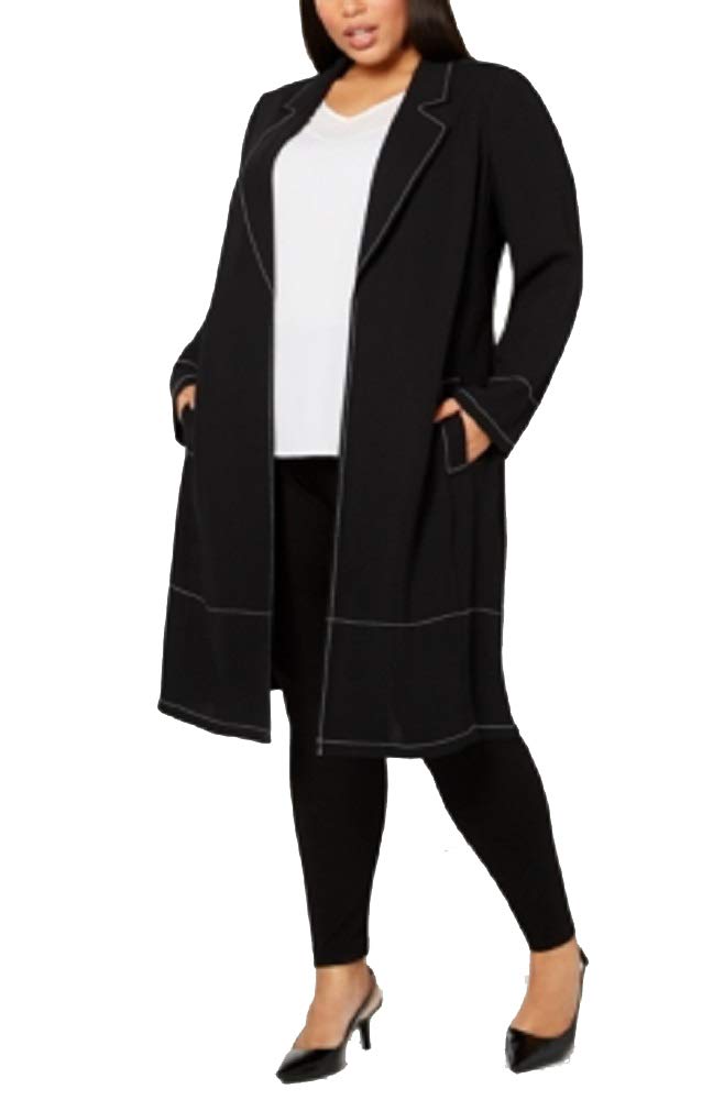 Plus Size Contrast-Stitch Jacket