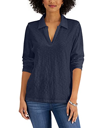 Karen Scott Cotton Long Sleeve Polo