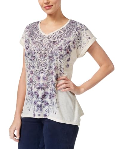 Style & Co Petite Printed Cuff Sleeve T-Shirt