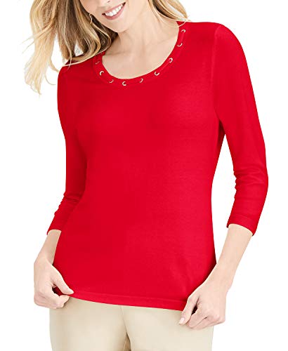 Grommet-Trimmed Knit Top