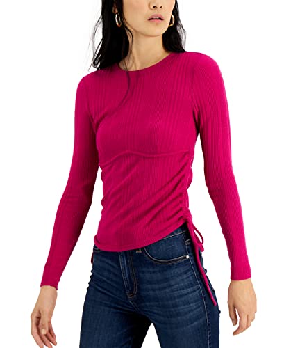Bar III Ruched Side Ribbed Top