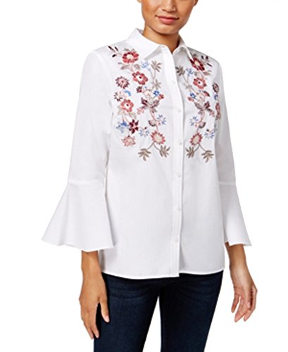 Charter Club Cotton Embroidered Bell Sleeve Shirt