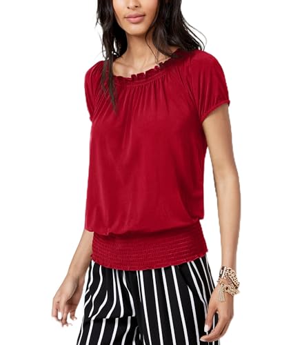 Smocked Short Sleeve Peasant Top