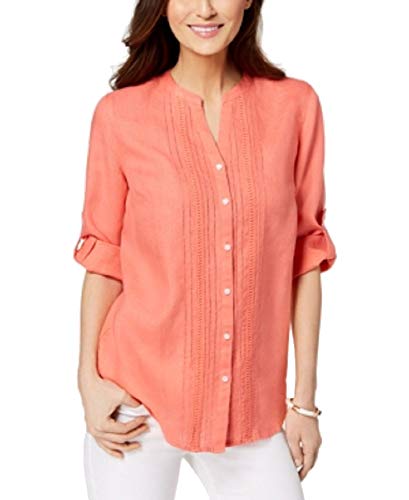 Charter Club Linen Pleated Utility Shirt