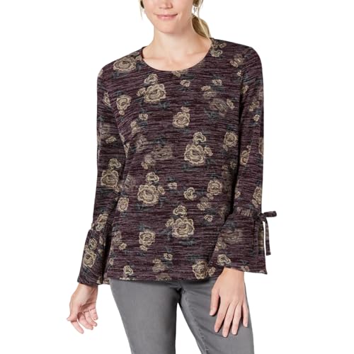 Style & Co Petite Scoop Neck Lantern Tie Long Sleeve Top