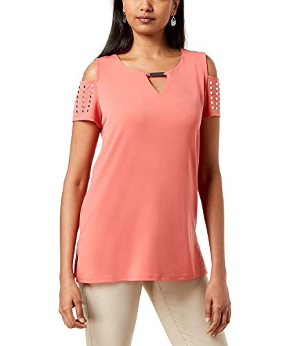 JM Collection Embellished Cold Shoulder Top