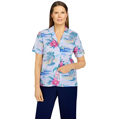 Womens Happy Hour Tropical Scenic Printed Shirt