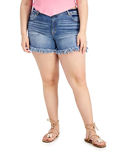 INC International Concepts Plus Size Frayed Denim Shorts