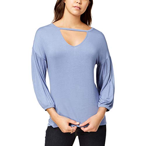 Juniors' Keyhole Bubble-Sleeve Top