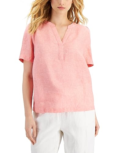 Charter Club Linen Split-Neck Top