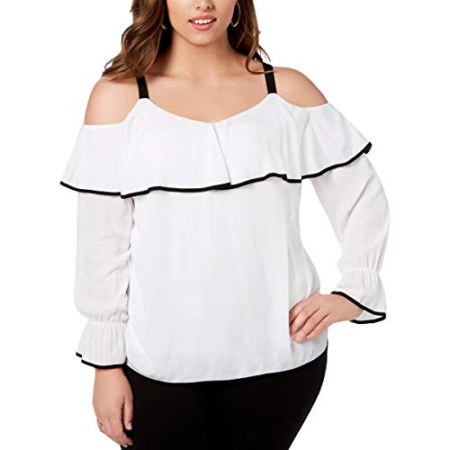 Plus Size Ruffled Cold Shoulder Top