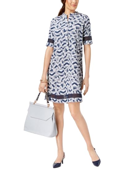 Alfani Petite Printed Crochet Trim Dress