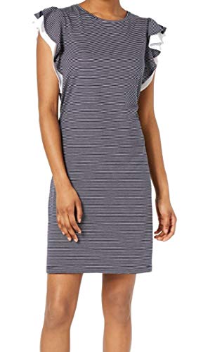 Striped Ruffle-Sleeve Dress