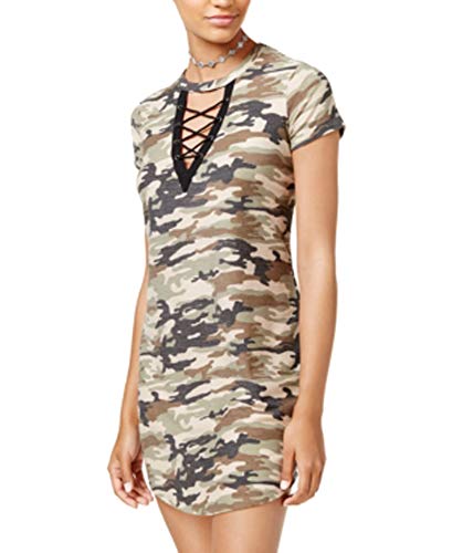 Ultra Flirt Juniors Lace Up Graphic T-Shirt Dress