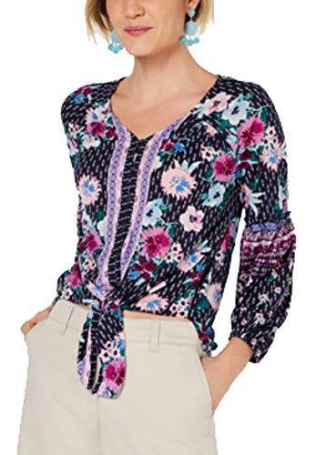 Printed Tie-Front Top