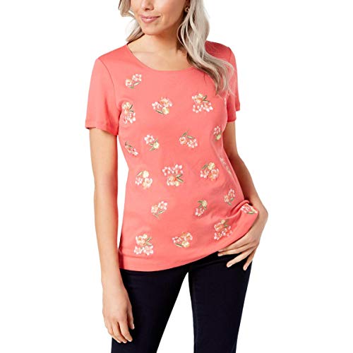 Karen Scott Petite Cotton Embroidered Top