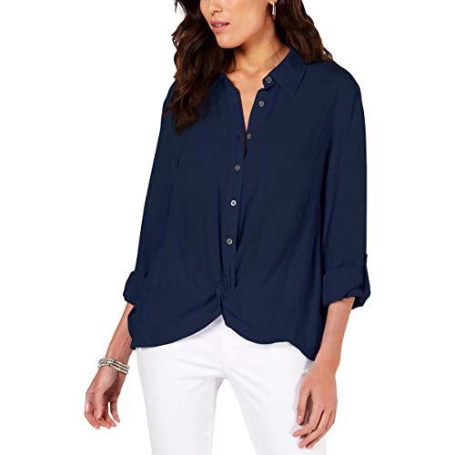 Knot-Front Button-Up Top