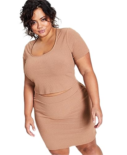 Bar III Trendy Plus Size Ribbed Knit Crop Top