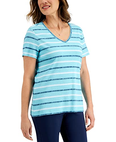 Karen Scott Womens Striped Top