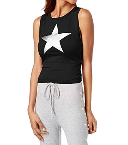 Juniors' Ruched Metallic-Graphic Top