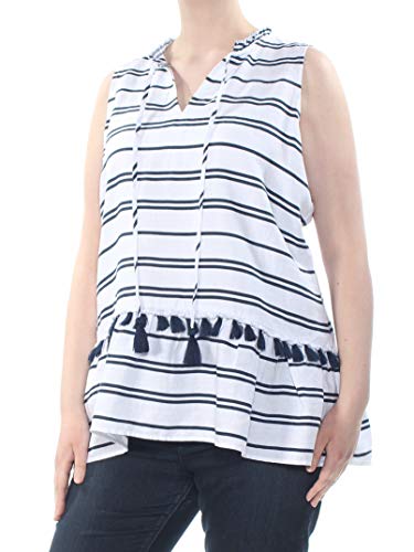 Charter Club Linen Striped Peplum Top