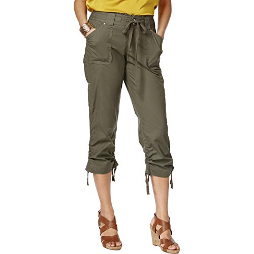 INC International Concepts Ruffled Waist Cropped Cargo Pants